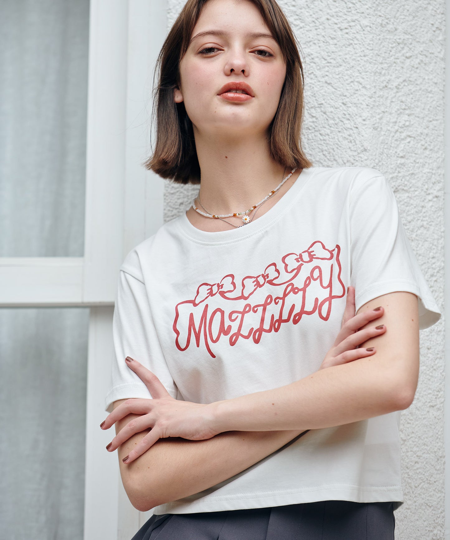 ribbon logo tee/リボンロゴTシャツ