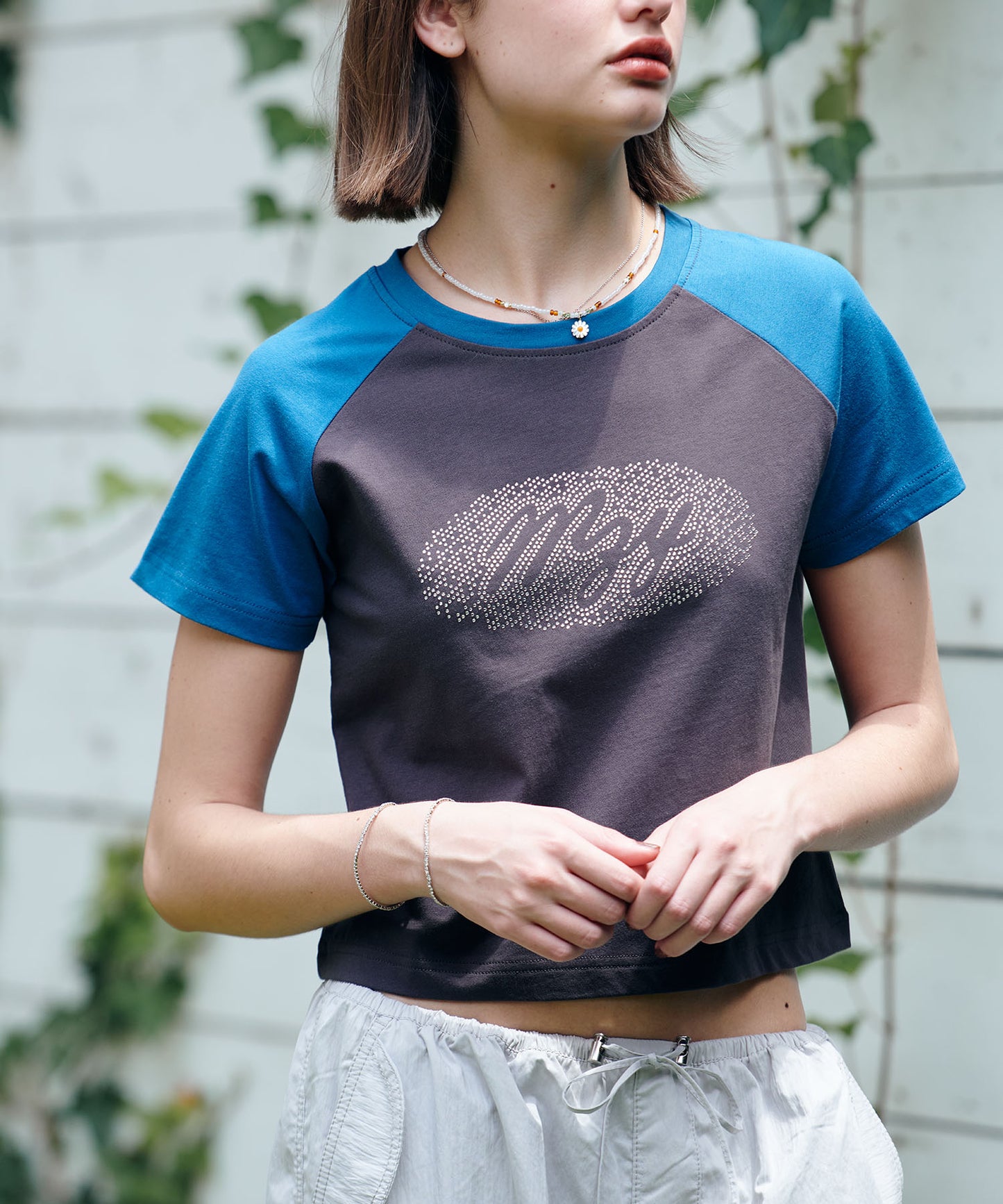 raglan rhinestone tee/ラグランラインストーンTシャツ