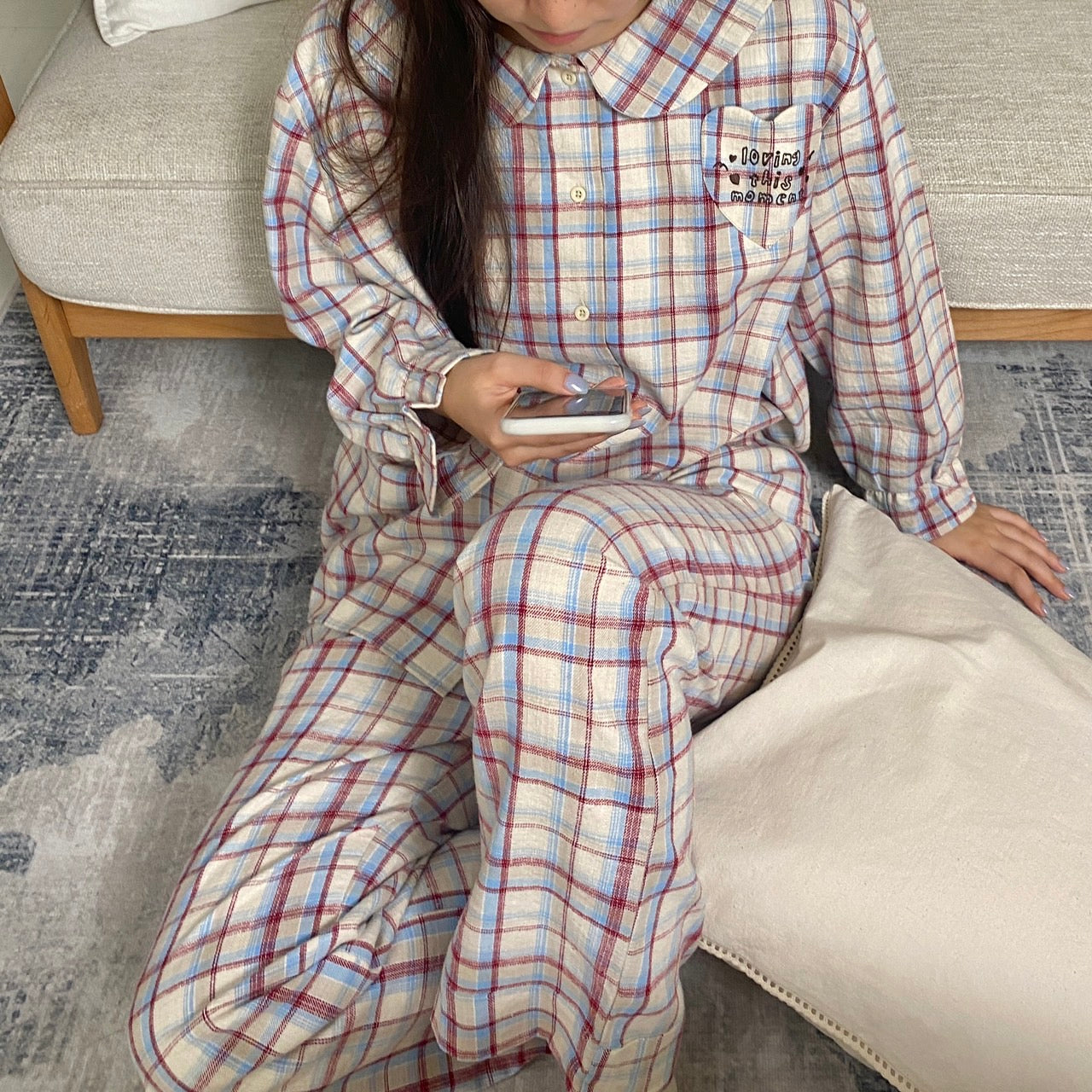 loving checked pajama set