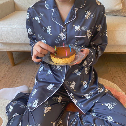 sweet dream muffin satin pajama set